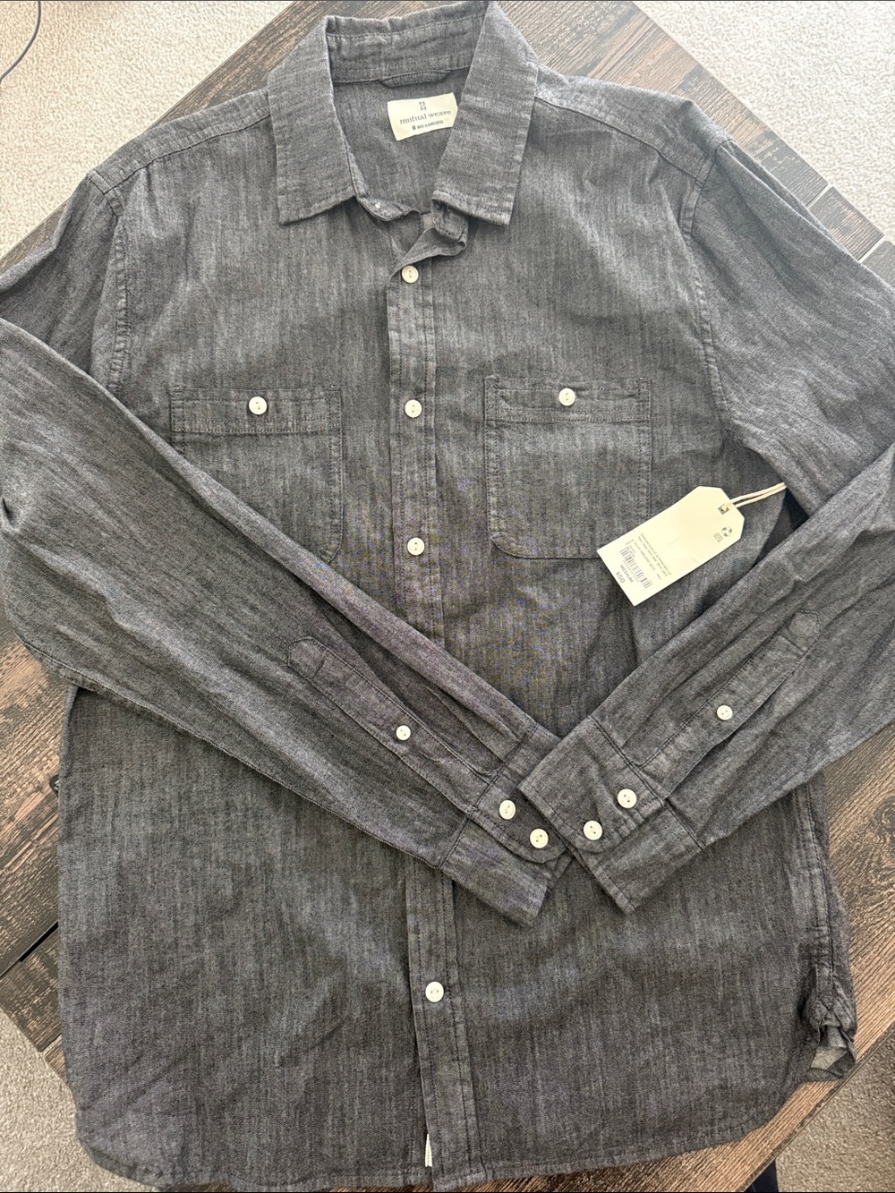 Men's Dark Gray Long-Sleeve Button-Up Shirt size medium. New with tags!
